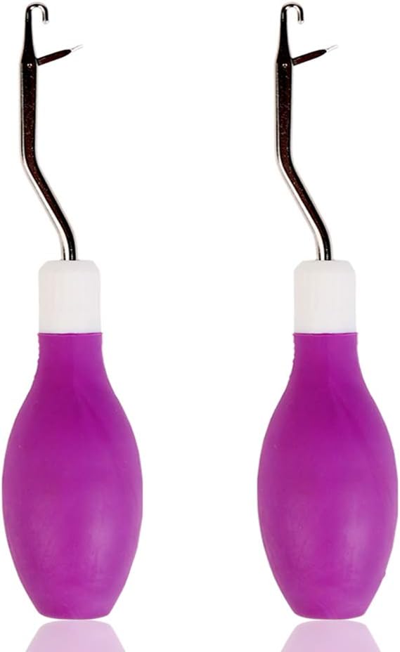 2-Piece Latch Hook Set - Crochet Hooks for Dreadlocks & Carpet Making, Bent Latch Hook Included
