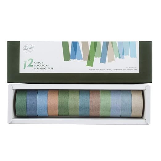 YUBBAEX 12 Rolls Washi Tape Set Natural Color Decorative Tapes for Arts, DIY Crafts, Journals, Planners, Scrapbook, Wrapping Wide -Salty Morandi- (Salty, 15mm x 12Rolls)