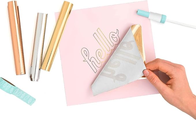We R Memory Keepers, Foil Quill Starter Kit, Includes 3 Pens, 4 Adaptors, 3 Foil Rolls, 1 Washi Tape Roll, 1 Protective Plate, Compatible with Most Die Cutting Machines, Create Foil Transfer Projects