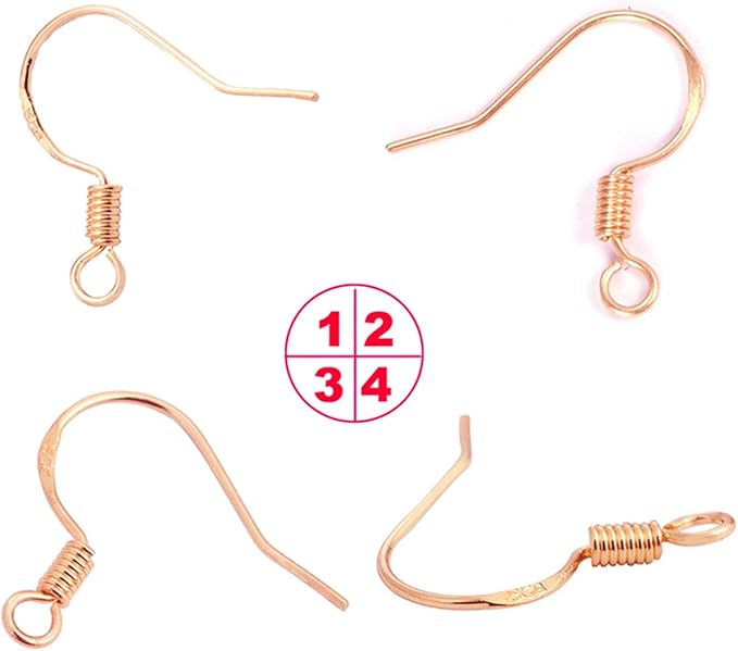 rose gold earring hooks, 240pcs earrings making kit with hypoallergenic ear hooks, jump rings and clear rubber earring backs for diy jewelry making