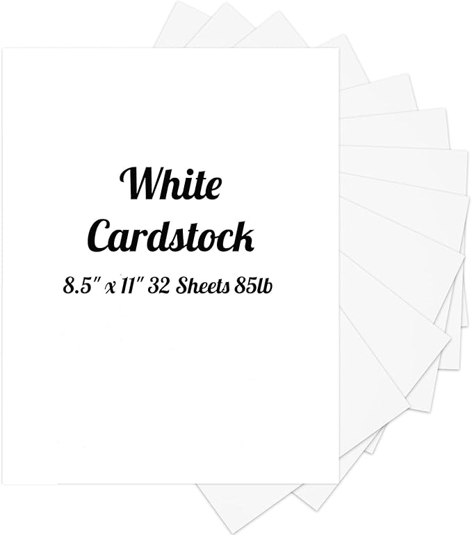 White Cardstock 8.5" x 11", 32 Sheets (85lb/230gsm) Heavy Weight Thick Loose Drawing Paper Cover Card Stock for Printer, Invitations, Drawing, Scrapbooking, Art School Supplies, DIY Cards