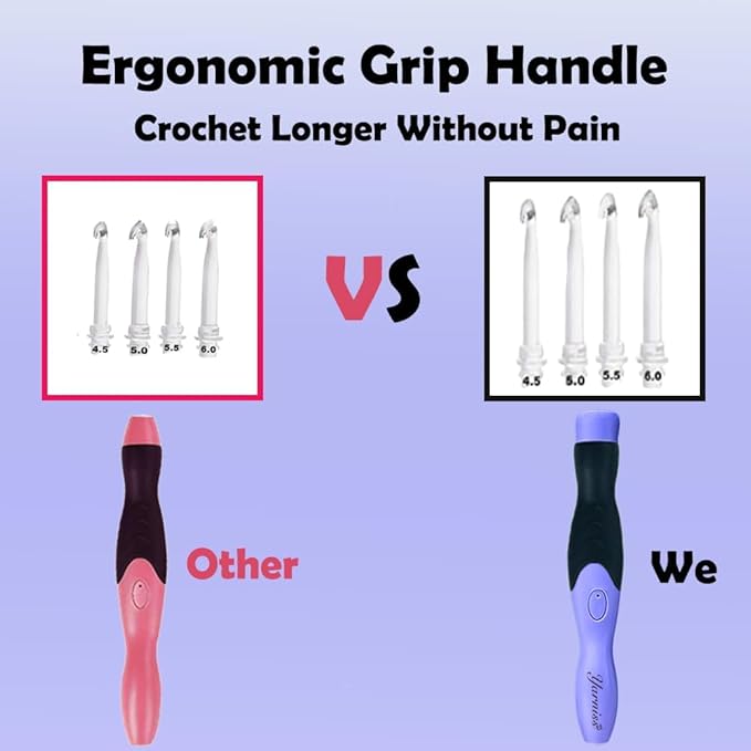 Yarniss 17 Sizes Lighted Crochet Hooks Set 2.5mm~14.0mm, Rechargeable Crochet Hook with Interchangeable Crochet Head
