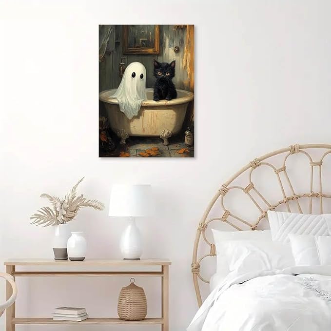 Horror Ghost Stamped Cross Stitch Kits for Adults -Halloween Embroidery Kits for Beginners Adults,11 CT Patterns Dimensions Counted Cross Stitch Kits for Adults Arts Craft 12x16 inch
