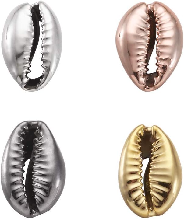 Cheriswelry 50pcs Electroplated Shell Beads Cowrie Shells Spiral Sea Shell Summer Beach Loose Spacer Beads for Bracelet Craft Jewelry Making Vase Filler Fish Tanks Home Decoration 15~20mm