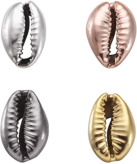 Cheriswelry 50pcs Electroplated Shell Beads Cowrie Shells Spiral Sea Shell Summer Beach Loose Spacer Beads for Bracelet Craft Jewelry Making Vase Filler Fish Tanks Home Decoration 15~20mm
