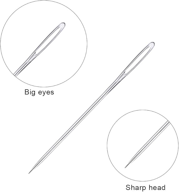 23 PCS Large Eye Sewing Needles, 2.36in Sewing Sharp Needles, Leather Embroidery Thread Needle, Stainless Steel Yarn Knitting Needle with a 3.3in Plastic Bottle