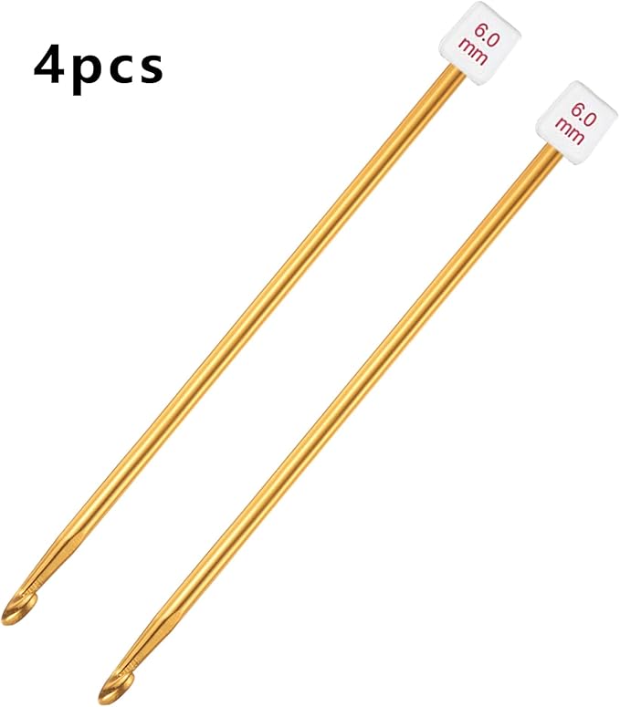 HEALEAYAR 6mm Tunisian Crochet Hooks Bulk, 27cm Extra Long Crochet Needles Aluminum Afghan Knitting Needles Tools for Beginners and Skills Class, Pack of 4