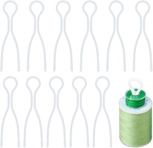 50 PCS Sewing Bobbin Thread Holders,Sewing Thread and Bobbin Organizer Holder Accessories and Supplies for Craft Embroidery Plastic Spool Clamps Spools Organizers, White, LXLVOUEG