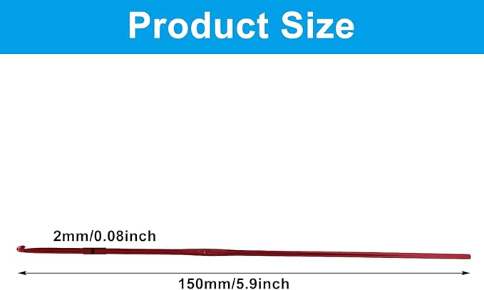 Auvotuis 6Pcs 2mm US Size B (Size 1) Aluminum Crochet Hook Knitting Needles for DIY Craft Yarn, Red