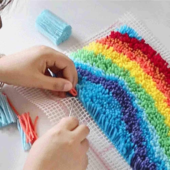 QJBMEI Latch Hook Rug Kits for Adults with Printed American Flag Canvas DIY Tapestry Kits Rug Making Kit Crocheting Embroidery Set 20.5" X 15",American Flag,52×38CM