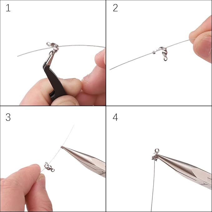 304 Stainless Steel Crimp Beads 1.5mm and End Caps 2.5x5mm Set 200pcs for Jewelry DIY Making and Repairing