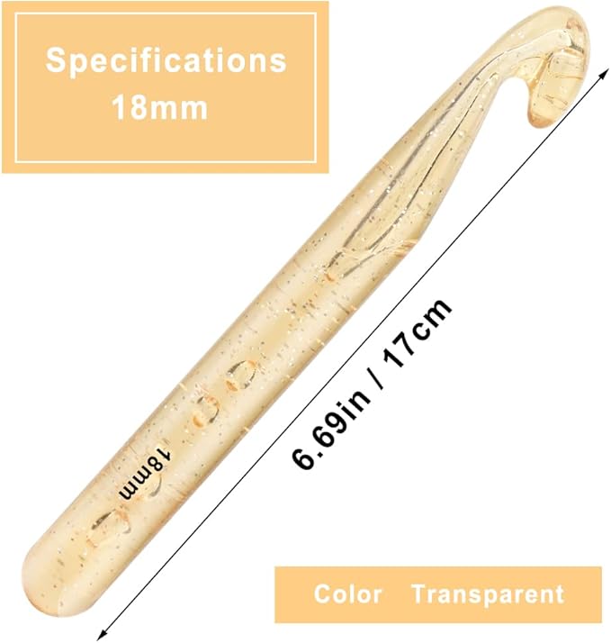 18 mm Crochet Hook, Large Crochet Hooks for Chunky Yarn Ergonomic Knitting Needles Crochet Needle for Beginners and Handmade DIY Knitting Crochet (18 mm)