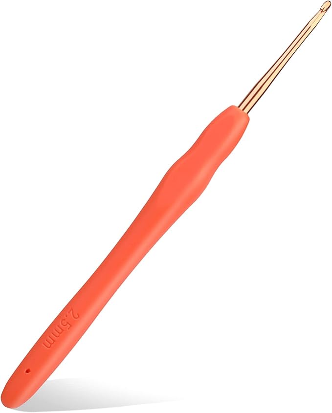 kgxulr 2.5 mm Crochet Hook, Aluminum Soft Grip Rubber Handle Needles Ergonomic Knitting Needles Crochet Needle for Beginners and Handmade DIY Knitting Crochet (2.5 mm)