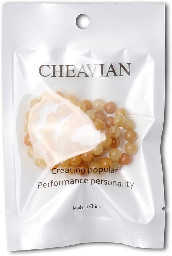 cheavian 60pcs 6mm natural yellow jade gemstone round loose beads for jewelry making diy handmade materials 1 strand 15"