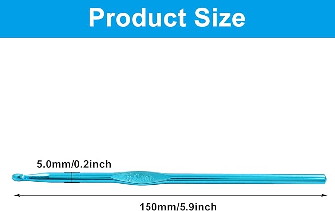 Auvotuis 6Pcs 5mm US Size H (Size 8) Aluminum Crochet Hook Knitting Needles for DIY Craft Yarn,DIY Gift for Adults Kids Children Beginners(Blue)