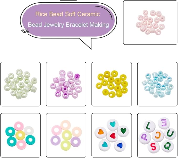 3185 Pcs Glass Seed Beads Bracelet Making Kit, Includes Glass Seed Beads, Flat Round Opaque White Acrylic Beads & Polymer Clay Beads with Elastic Cord, DIY Art Craft Gift for Girls