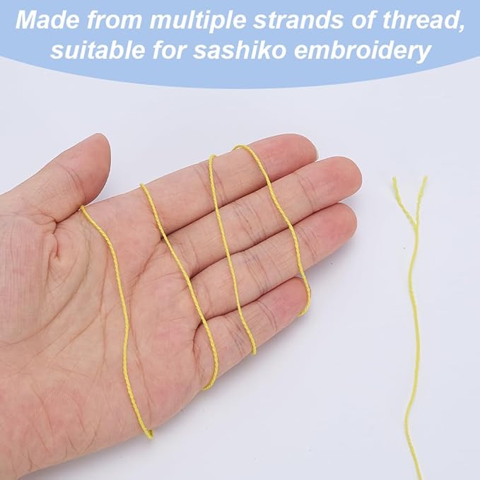 FREEBLOSS 4 Pcs Sashiko Thread Sashiko Skein 100M * 4 Colors Pure Cotton Embroidery Thread Japanese Sewing Threads Quilting and Embroidery Kit Supplies, Yellow and Orange
