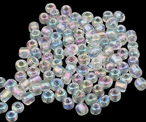 Perlin Glass Seed Beads 4mm 6/0 Round 1100pcs Mini Small Pony Spacer Beads Kit for Jewelry Making Earrings Bracelets Pendants Waist DIY Handmade (Clear AB Crystal)