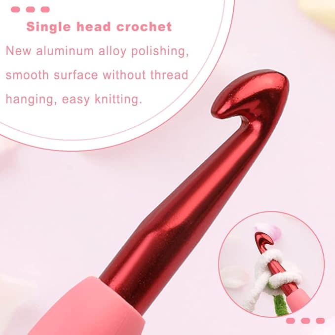 kgxulr 8 mm Crochet Hook, Aluminum Soft Grip Rubber Handle Needles, Ergonomic Knitting Needles Crochet Needle for Handmade DIY Knitting Crochet