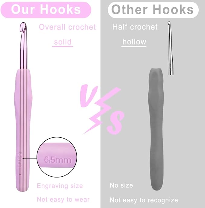 6.5 mm Crochet Hook, Aluminum Soft Grip Rubber Handle Needles Ergonomic Knitting Needles Crochet Needle for Beginners and Handmade DIY Knitting Crochet (6.5 mm)