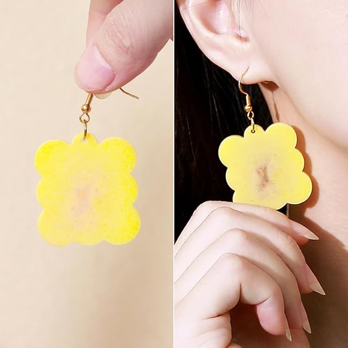 104Pcs Geometric Resin Earring Molds Kit, Flower Shaped Earrings Silicone Mold for Epoxy Resin Dangle Drop Jewelry Molds Making Kit with 100 Earring Hook for Earrings Necklace Pendants (Irregular)