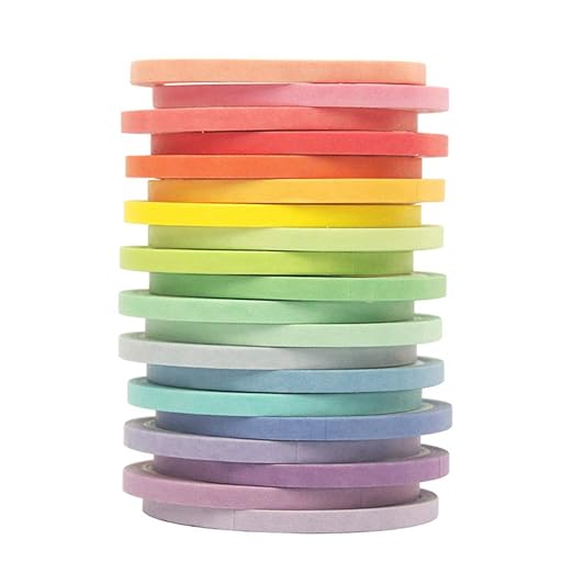 VIVIQUEN Washi Tape Set 40 Rolls Masking Tape Pack Colorful Decorative Thin Tapes Fit DIY Scrapbooking Crafts Gift Wrapping Tapes(5MM and 3MM Wide)