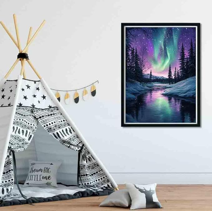 3 Pack Stamped Cross Stitch Kits for Adults - Cross Stitch Kits for Beginners,11 CT Aurora Landscape Cross Stitch Patterns Dimensions DIY Counted Cross Stitch Kits for Adults Arts Craft 12x16 inch