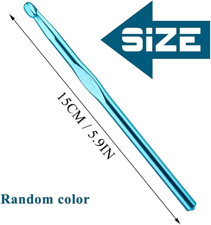 7mm Aluminum Crochet Hook, Smooth Crochet Needles, Knitting Needles for Yarn Craft, Great Handmade DIY Present for Friends, Random Color