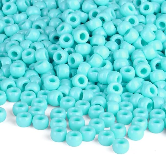 Light Turquoise Blue Pony Beads 1000Pcs 9mm Pony Beads Bulk Light Blue Beads for Friendship Bracelets Kandi Beads Hair Beads for Braids Turquoise Beads for Crafts