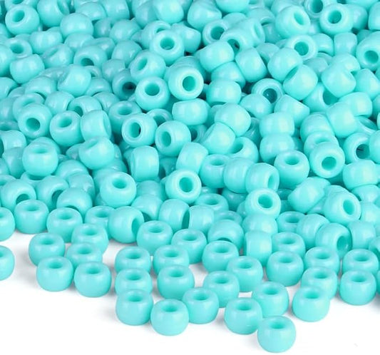 Light Turquoise Blue Pony Beads 1000Pcs 9mm Pony Beads Bulk Light Blue Beads for Friendship Bracelets Kandi Beads Hair Beads for Braids Turquoise Beads for Crafts