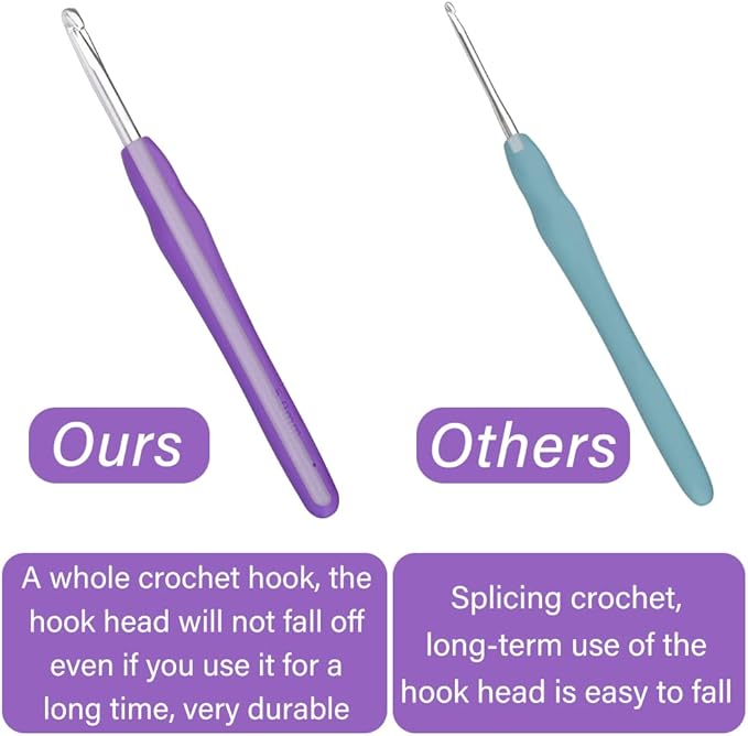 5 mm Crochet Hook, Ergonomic Handle for Arthritic Hands, Extra Long  Knitting Needles for Beginners and Crocheting Yarn (5 mm)