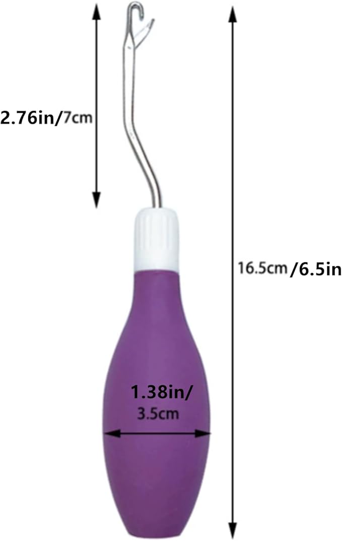 DKJEkdje 2 Pcs Latch Hook Tool, Silicone Handle Bent Tool 6.7 Inches Latch Hook Crochet Needle for Crochet Rug Carpet Crafts