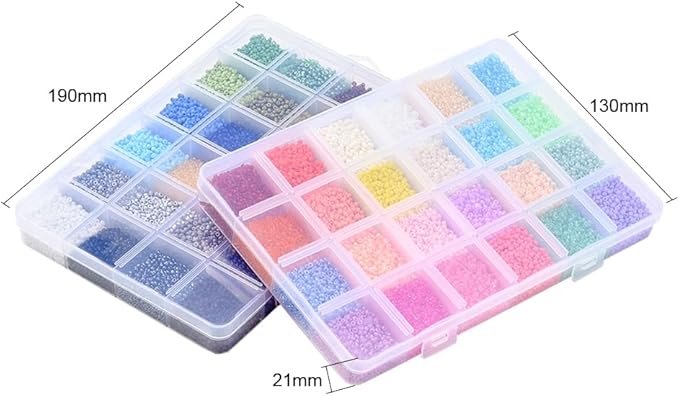 38660 Pcs 2mm Glass Seed Beads Jewelry Making Kit, 2 Boxes 48 Colors Small Bead Friendship Bracelet Set with Pendants, Letter Beads & Elastic Cord, Gift for Craft Enthusiasts