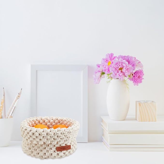 FREEBLOSS Macrame Basket Kit - DIY Macrame Kit with Video Tutorial and 100m Cotton Cord for Storage and Crafting