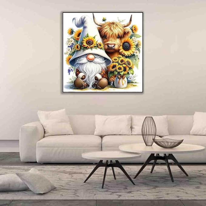 gnome stamped cross stitch kits for adults beginner,sunflower counted cross stitch kits printed stitching cute patterns dimensions needlepoint art crafts embroidery kits for adults beginners