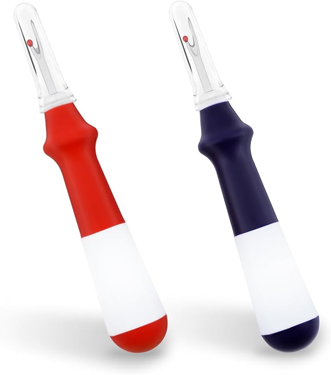Needle and Thread Seam Ripper, Rippers for Sewing and Thread,Remover Stitch Tool for Hand Sewing, Knitting, Cross Stitching, Embroidery and Thread Removal (Blue+Red)