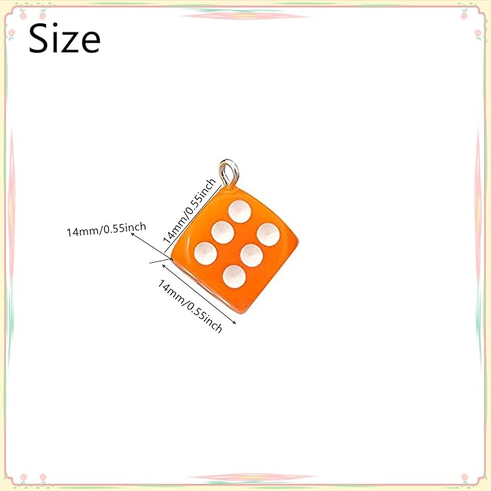 Resin Ice Cream Flower Dice Pendant Charms Colorful DIY Pendant Making Charm for Bracelet Necklace Earrings Keychain Craft