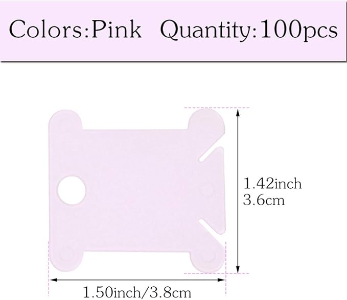 100 Pcs Plastic Floss Bobbin, Embroidery Floss Bobbins, Cross Stitch Embroidery Cotton Thread Embroidery Floss Thread Craft, Pink Embroidery Thread Organize for DIY Sewing Craft
