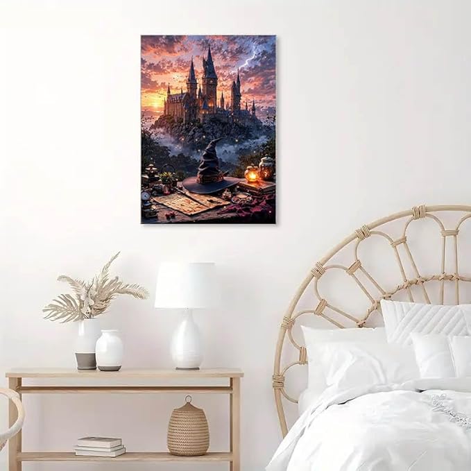 Castle Stamped Cross Stitch Kits for Adults - Embroidery Kits for Beginners Adults,11 CT Patterns Dimensions Counted Cross Stitch Kits for Adults Arts Craft 12x16 inch
