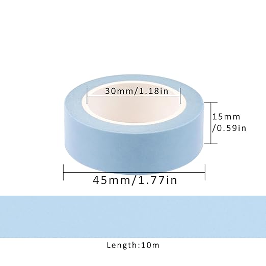 NatSumeBasics 3 Light Blue Washi Tapes Plain Decorative Masking Tape,32 Feet Self-Adhesive Tapes for Packaging Decor Journals Scrapbooks Planners DIY Crafts Gift (Light Blue)