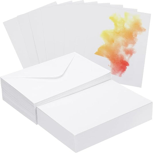PATIKIL 80 Sets Pure Cotton Watercolor Cards 140lb/300 GSM Postcards with Envelopes for Art Painting Creative Thank Notes, 5x7 Inch