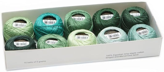 Size 8 Double Mercerized Egyptian Long Staple Cotton Pearl Thread Ball 5 Grams Rainbow Color Embroidery Thread 10 Colors per Box for Crochet Hardanger Cross Stitch Hand Embroidery (Set S)