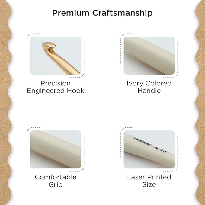 Knitter’s Pride Pearl Aluminum Crochet Hook – US Size N (10mm)