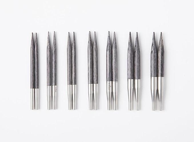 Knit Picks Resilience Premium Wood Short Interchangeable Knitting Needle Set with Case and Stitch Markers (Obsidian Resilience Short)