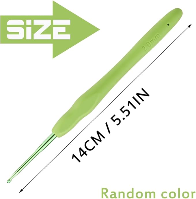 2mm Ergonomic Crochet Hook, Crochet Needles for Crocheting, Smooth Knitting Needles for Handmade DIY, Great Present for Women with Arthritic Hands, Random Color