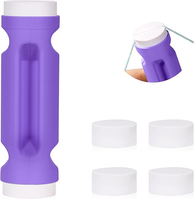 Crochet Loop Guide for Beginners, Durable Plastic 4" Crochet Holder with 6 Replaceable Sponges, Reusable Yarn Guide Tool Accessories for All Yarn Types, Easy Start Crochet Ring Aid (Purple)