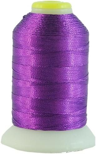 Threadart Metallic Thread | No. L58 - Purple | 500 Meter Cones (550 Yards) | 25 Brilliant Shiny Colors | For Machine Embroidery