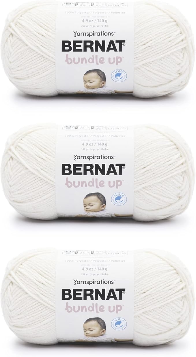 Bernat Bundle Up Marshmallow Yarn - 3 Pack of 141g/5oz - Polyester - 4 Medium (Worsted) - 267 Yards - Knitting, Crocheting & Crafts