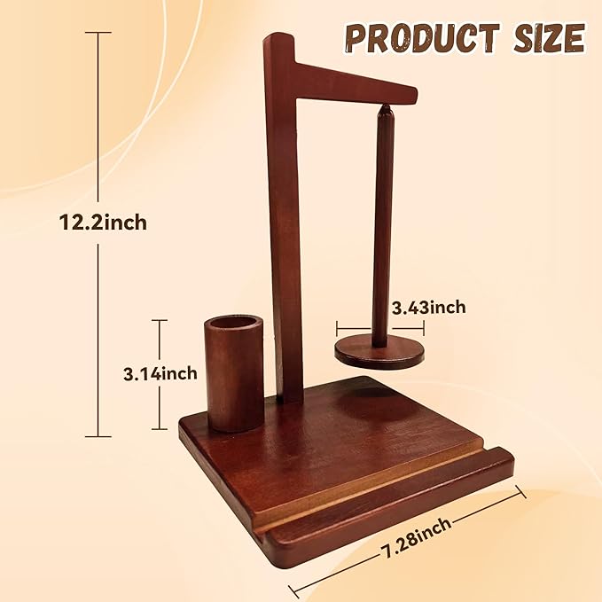 mehidfy wooden yarn holder for crocheting and knitting with magnetic spinner, crocket hook storage with phone stand, yarn ball holder for crochet lovers