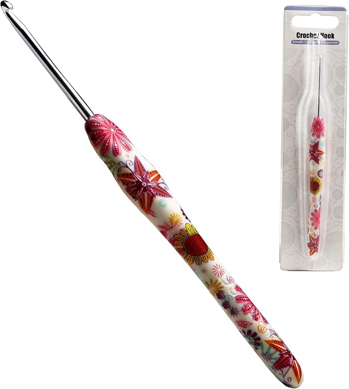 3.25mm Crochet Hook, Ergonomic Handle for Arthritic Hands, Soft Rubber Grip Extra Long  Knitting Needles for Beginners and Knitting Crocheting Yarn (3.25mm)